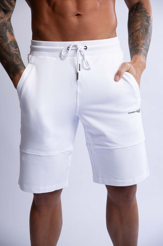 HARD HITTERS SLIM FIT TERRY SHORTS WHITE LARGE