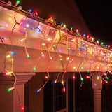 500 LED Festive Icicle Lights – Four Vibrant Color Selections Available - Top-Down View