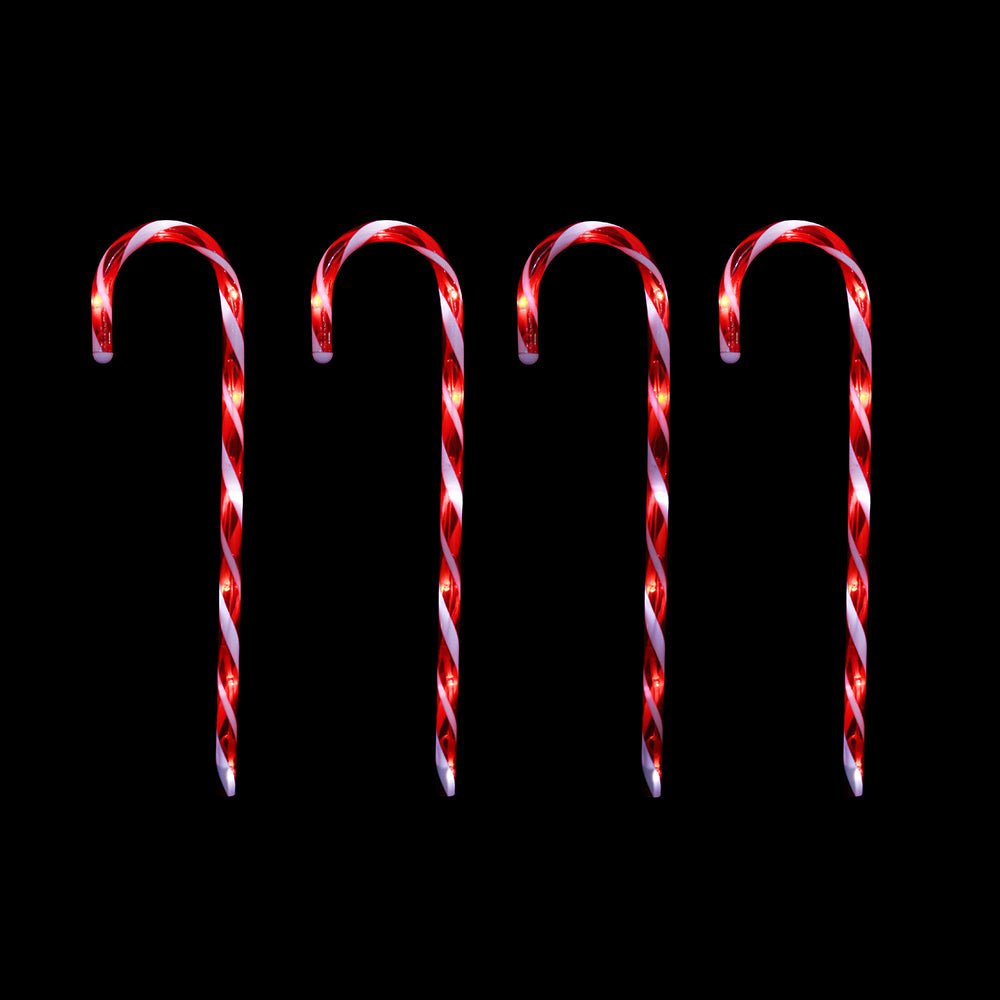 Battery-Operated LED Candy Cane Light Stakes with Timer – Set of 4, 58cm Holiday Decor