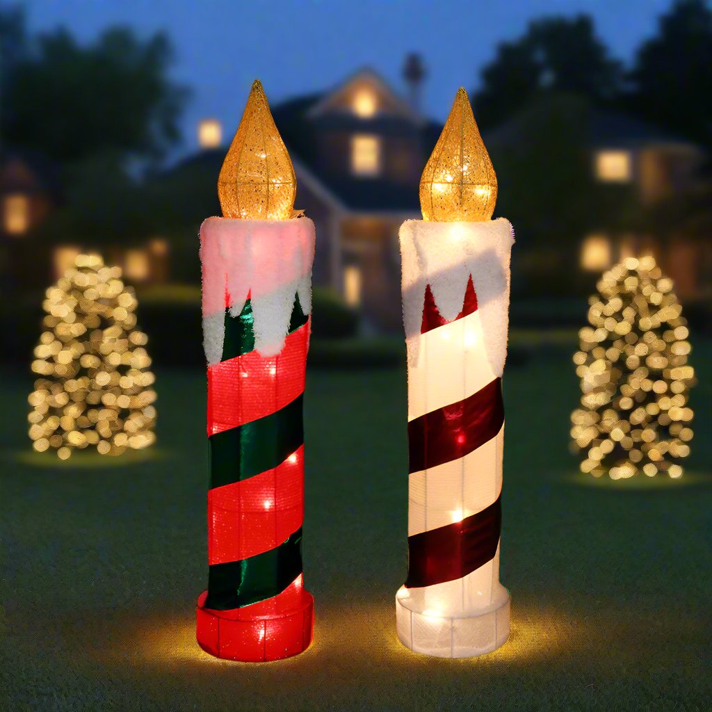 Illuminating Twinkle LED Tinsel Candle 77cm - Festive Red & Green Choices