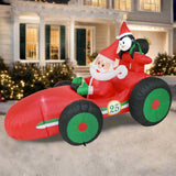 Giant Inflatable Santa in Racing Car - 225cm Festive Decor