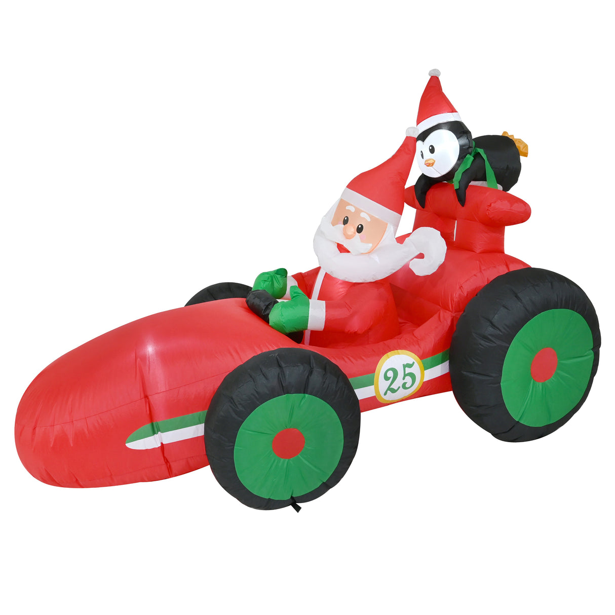 Giant Inflatable Santa in Racing Car - 225cm Festive Decor