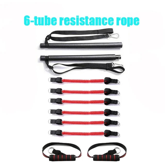 Versatile Yoga Resistance Bands and Pilates Stick for Home Workouts