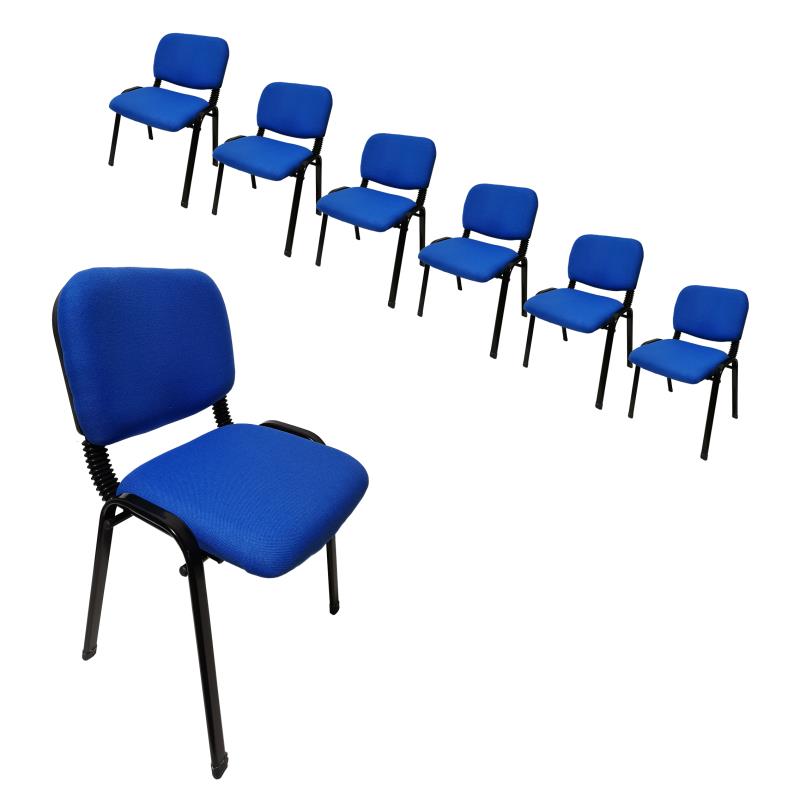 Set of 7 Durable Blue Stackable Conference and Visitor Chairs for Office and Community Use