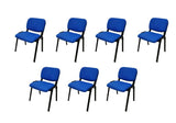 Set of 7 Durable Blue Stackable Conference and Visitor Chairs for Office and Community Use