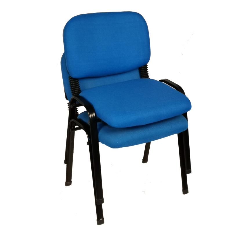 Set of 7 Durable Blue Stackable Conference and Visitor Chairs for Office and Community Use