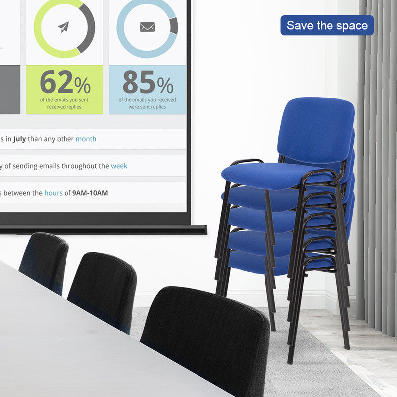 Set of 7 Durable Blue Stackable Conference and Visitor Chairs for Office and Community Use