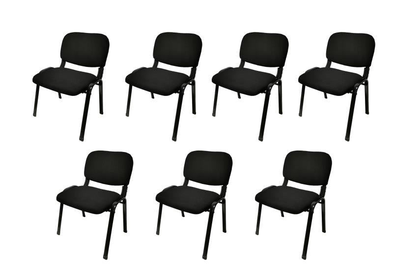 Versatile Stackable & Linkable Black Office Conference Chairs - Set of 7