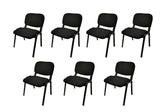 Versatile Stackable & Linkable Black Office Conference Chairs - Set of 7