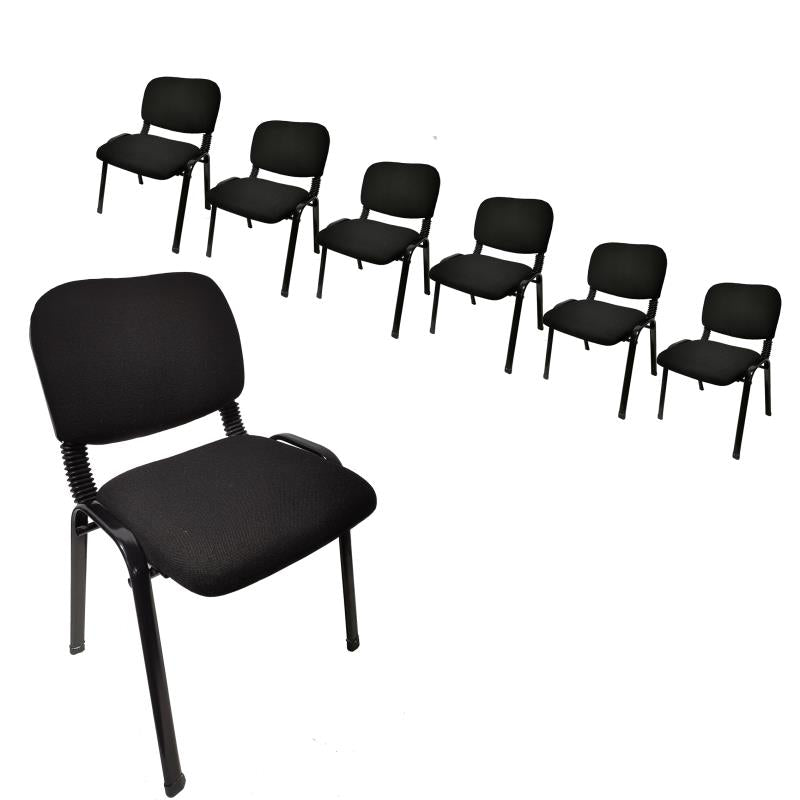 Versatile Stackable & Linkable Black Office Conference Chairs - Set of 7