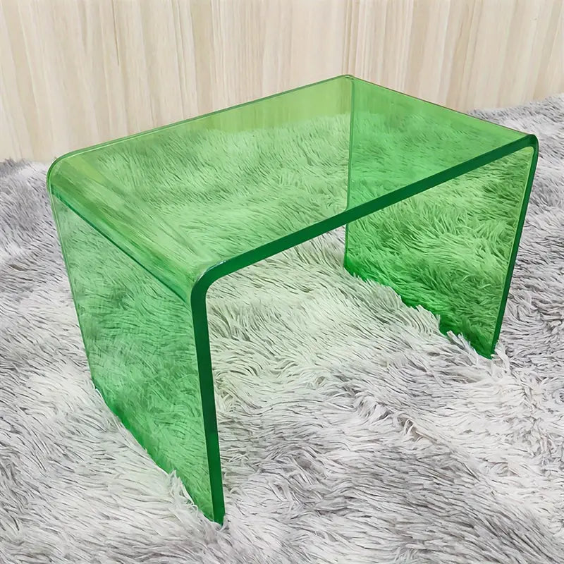 Contemporary U-Shaped Acrylic Stool for Shoe Changing and Storage