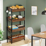 Vintage Farmhouse 4-Tier Wooden Snack Organizer - Rustic Brown