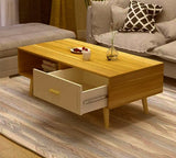 Farmhouse-Style Coffee Table with Versatile Storage Drawer and Open Shelf