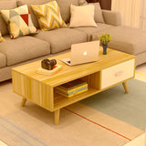 Farmhouse-Style Coffee Table with Versatile Storage Drawer and Open Shelf