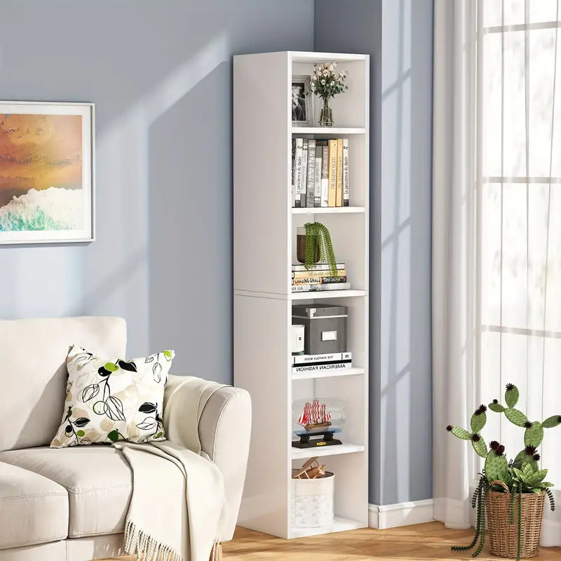 Sleek 6-Tier Narrow Cube Shelving Unit for Home Office - 70.9 Inch Tall Bookcase