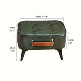 Plush Vintage Green Black Faux Leather Short Stool