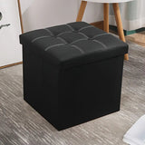 Stylish Black Faux Leather Folding Storage Ottoman - 55L Capacity