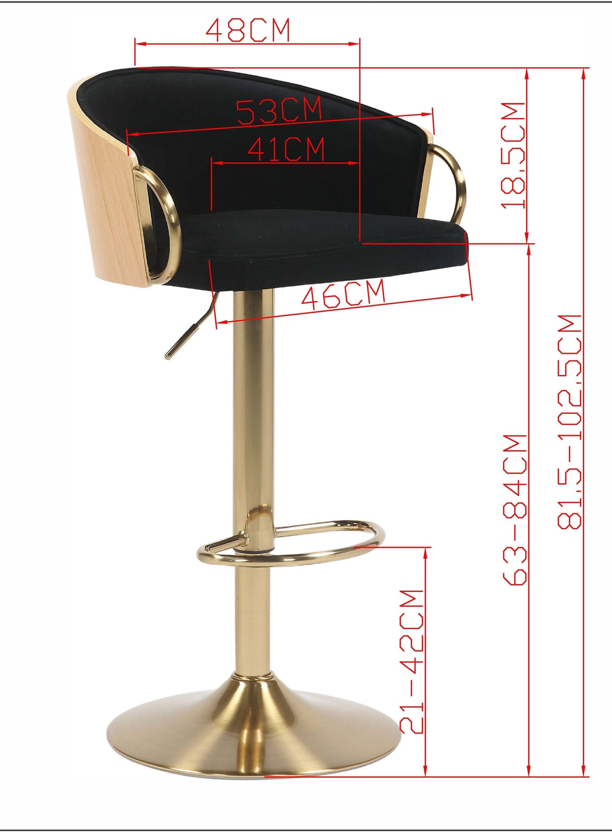 JENSEN GOLD GAS LIFT BAR STOOL