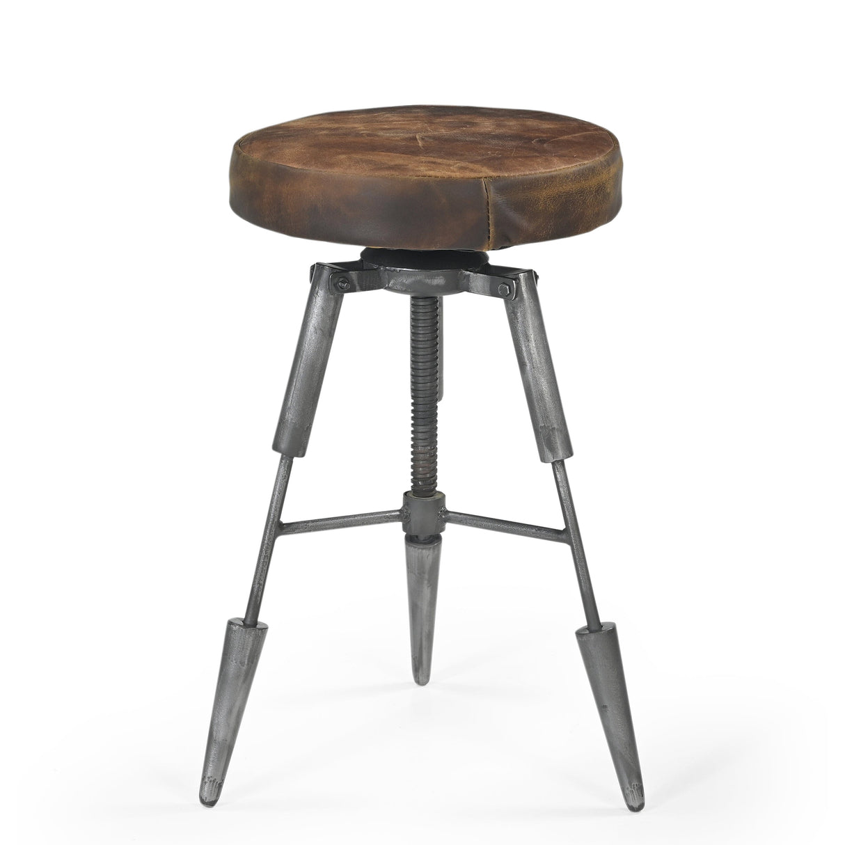 TRIPOD LEATHER WIND UP STOOL