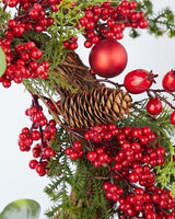 Vibrant Berry and Pine Ornament Wreath 50cm