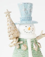 Mint and Sky Blue Snowman with Christmas Tree Ornament 23cm