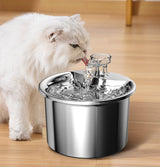 Stainless Steel Automatic Pet Water Fountain with USB Plug, Filter Cartridge Set, and Auto Power-Off Function