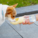 Portable Dog Water Bottle with Bowl Dispenser-380ml Purple Pet Travel Cup, Leak-proof, One-Hand Operation