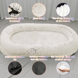 Fluffy Donut-Shaped Pet Bed- Soft, Cozy, and Anti-Anxiety for Dogs and Cats, Machine Washable  Gradient Gray  Size:M 75*55*18cm