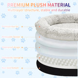 Fluffy Donut-Shaped Pet Bed- Soft, Cozy, and Anti-Anxiety for Dogs and Cats, Machine Washable  Light Brown  Size:S 60*50*18cm