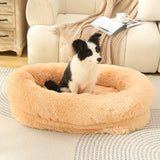 Fluffy Donut-Shaped Pet Bed- Soft, Cozy, and Anti-Anxiety for Dogs and Cats, Machine Washable  Apricot Size:S 60*50*18cm