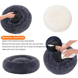 Calming Donut Pet Bed -Soft Faux Fur, Anti-Anxiety Fluffy Round Bed for Cats and Small Dogs (Blush Pink)50cm