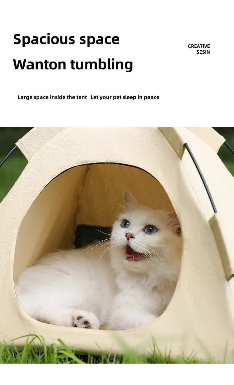 Outdoor Cat House,Pet Tent -Windproof and Dustproof Shelter for Small Pets, Green, Size: S  35*35*30cm