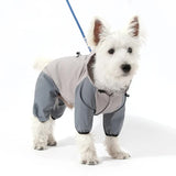 Waterproof Dog Raincoat with Hidden Leash Hole - Windproof and Comfortable for Outdoor Walks, Size:XL (Back Length 35cm/13.77in, Bra 49cm/19.29in) Grey