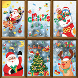 Christmas Window Stickers - Festive Santa Claus, Penguin, and Reindeer Decals for Holiday Home Decor - 2 Set of 16 Sheets (25*35cm)