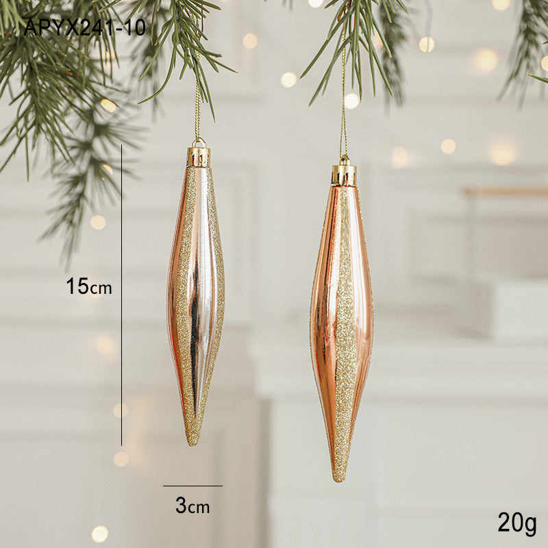 Set of 10 Christmas Ornaments -Gold & Rose Gold Holiday Tree Decorations