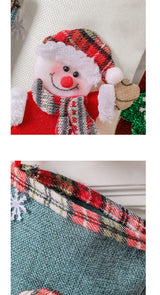 Set of 4 Christmas Stockings with Santa, Reindeer, Snowman, and Teddy Bear - Holiday Mantel Decor