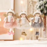 Winter Angel Ornament with Gold Glitter Wings and White Scarf - Christmas Tree Hanging Decoration 15*9 cm White colour (5 pieces)