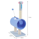 Interactive Cat Tunnel & Scratching Post with Spring Toy - Cozy Playtime for Kittens Blue