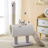 Interactive Cat Tunnel & Scratching Post with Spring Toy - Cozy Playtime for Kittens white 35*23*71cm