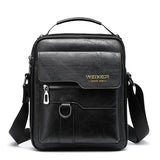 Men's Vintage Leather Shoulder Bag - Multi-Compartment Crossbody Messenger Bag 22cm(L)*8cm(W)*26cm(H)(Black)