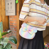 Adorable Bow Bear Crossbody Bag for Kids - rainbow-colored Small Shoulder Bag 13*13*5cm