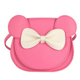 Adorable Bow Bear Crossbody Bag for Kids - Rose Red Small Shoulder Bag 13*13*5cm