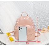 Mini Faux Leather Backpack with Butterfly Design -Pink Cute Backpack for Girls