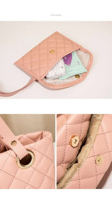 Elegant Quilted Tote Bag with Matching Clutch in Soft Pink