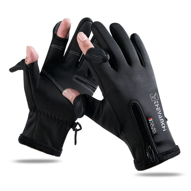 Convertible Fingerless Winter Gloves | Waterproof, Windproof Thermal Gloves with Touchscreen Compatibility Q808  XL size Black