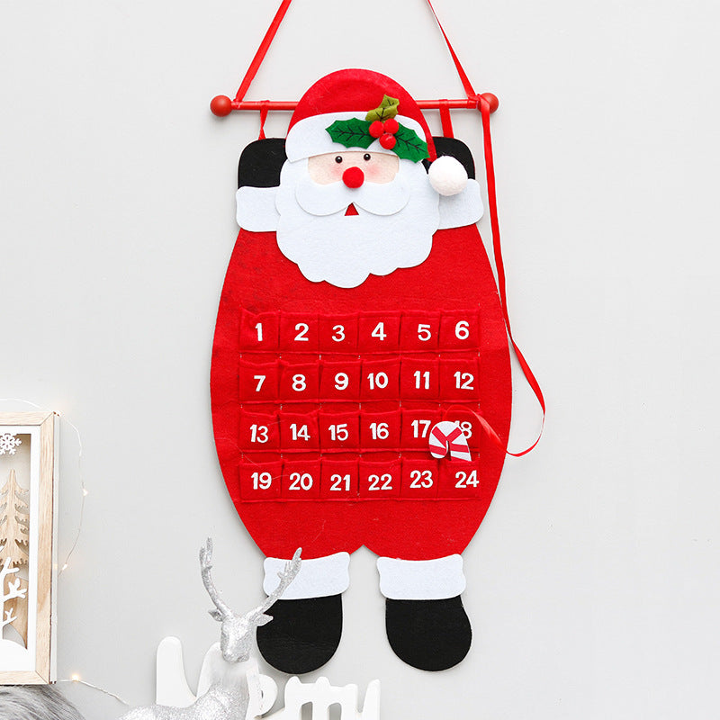 Santa Claus Advent Calendar - Felt Christmas Countdown with 24 Pockets for Kids