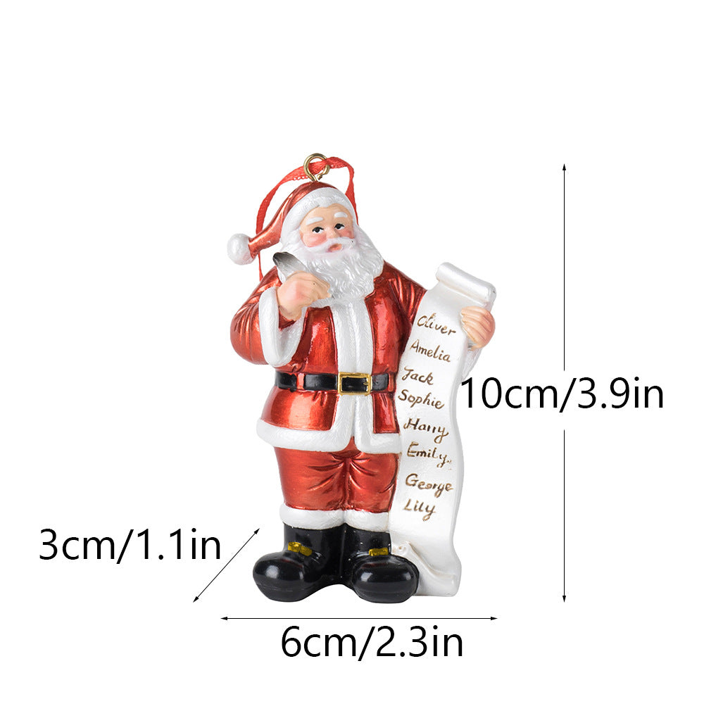 Santa Claus Christmas Ornament - Resin Figurine with Customizable Name List, 10cm Festive Decoration