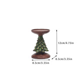 Christmas Tree Candle Holder - Rustic Resin Pillar Stand, 12cm Festive Decoration