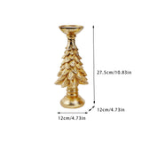 Gold Christmas Tree Candle Holder - Elegant Resin Pillar Stand, 27.5cm Festive Decoration