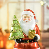 Santa Claus Figurine with Christmas Tree - 18cm Festive Resin Christmas Decoration